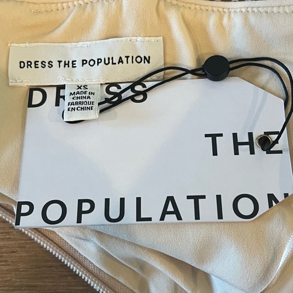 DRESS THE POPULATION KADY SEQUIN TIERED TULLE DRESS IN CREAM MULTI NWT SIZE XS - Picture 12 of 16